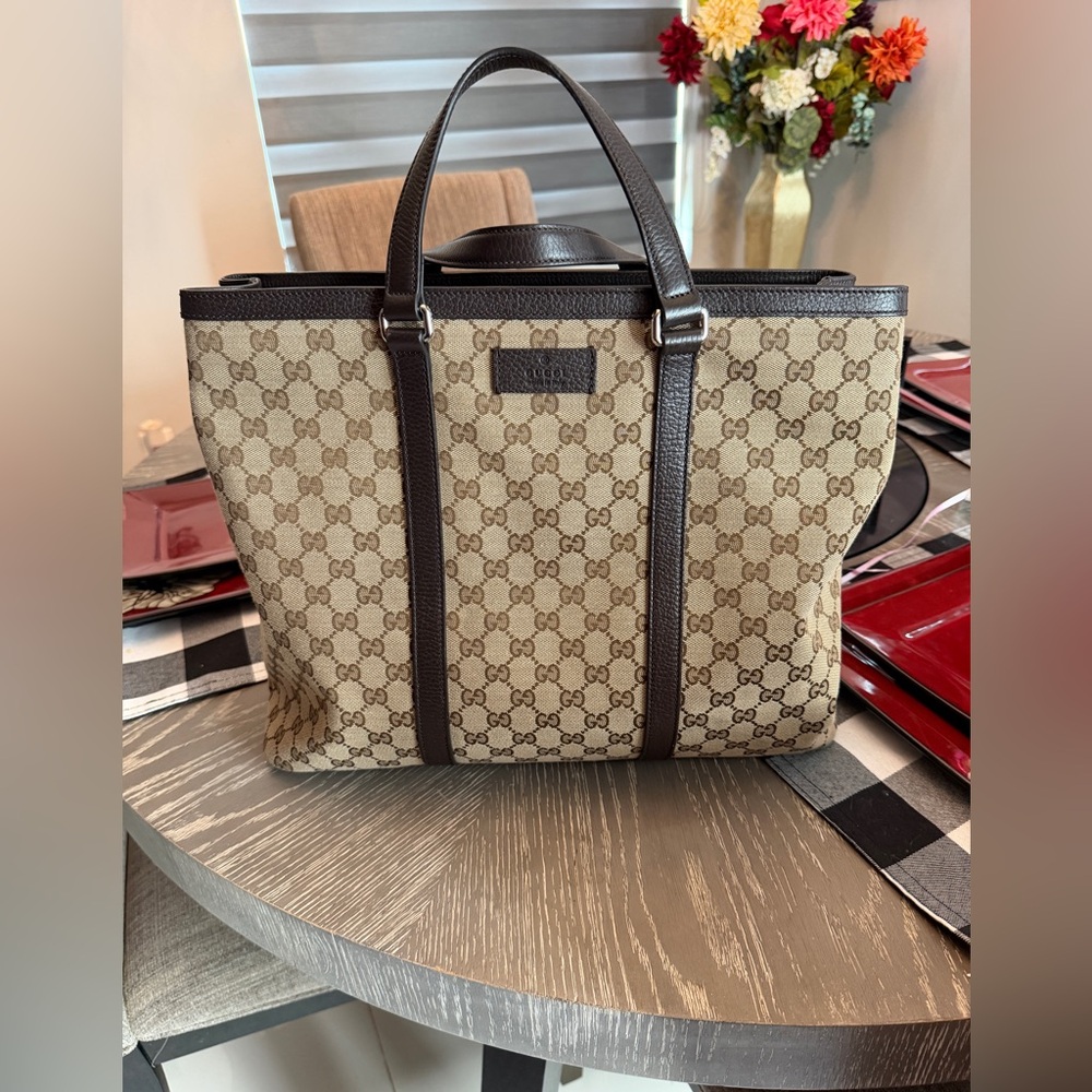 Gucci Beige and Dark Brown Men's Tote - Picture 3 of 15